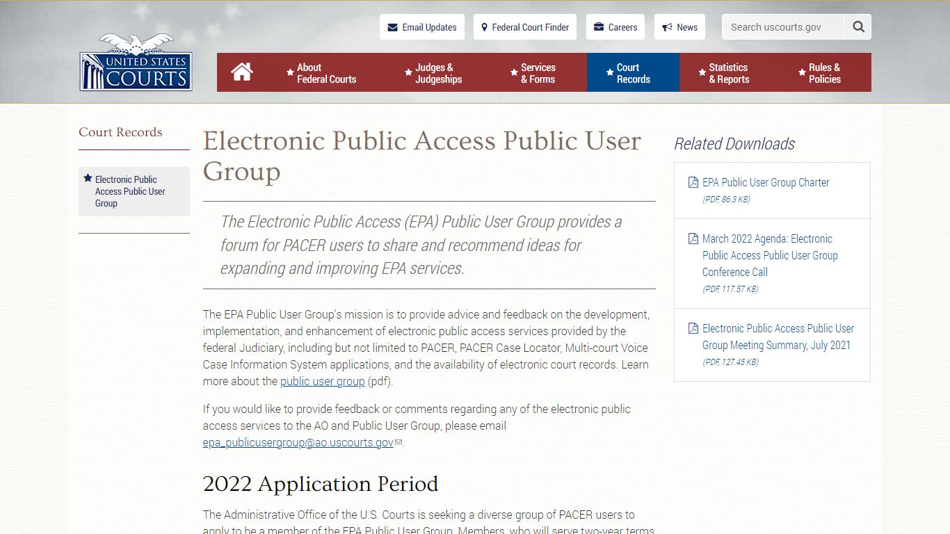 Electronic Public Access Public User Group | United States Courts